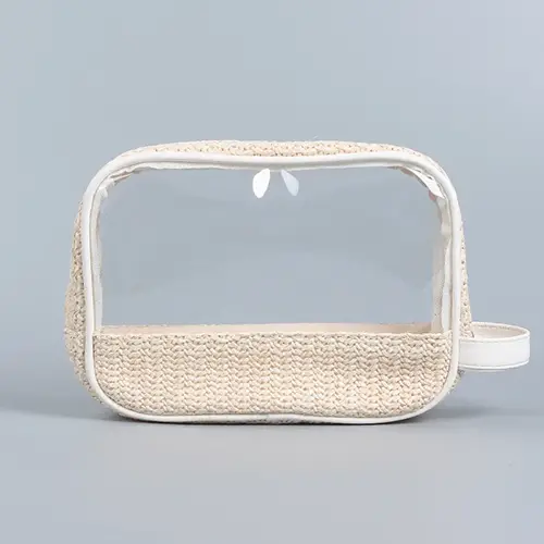 2026 New Arrival Custom Straw Travel Clear Pvc Best Toiletry Bag For Men